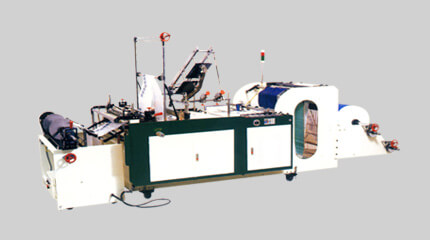 ロール変型袋製造機 + ロール手動交換システム
