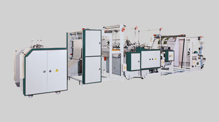 Semi-automatic bottom seal bag on roll making machine + Big core rewinding system